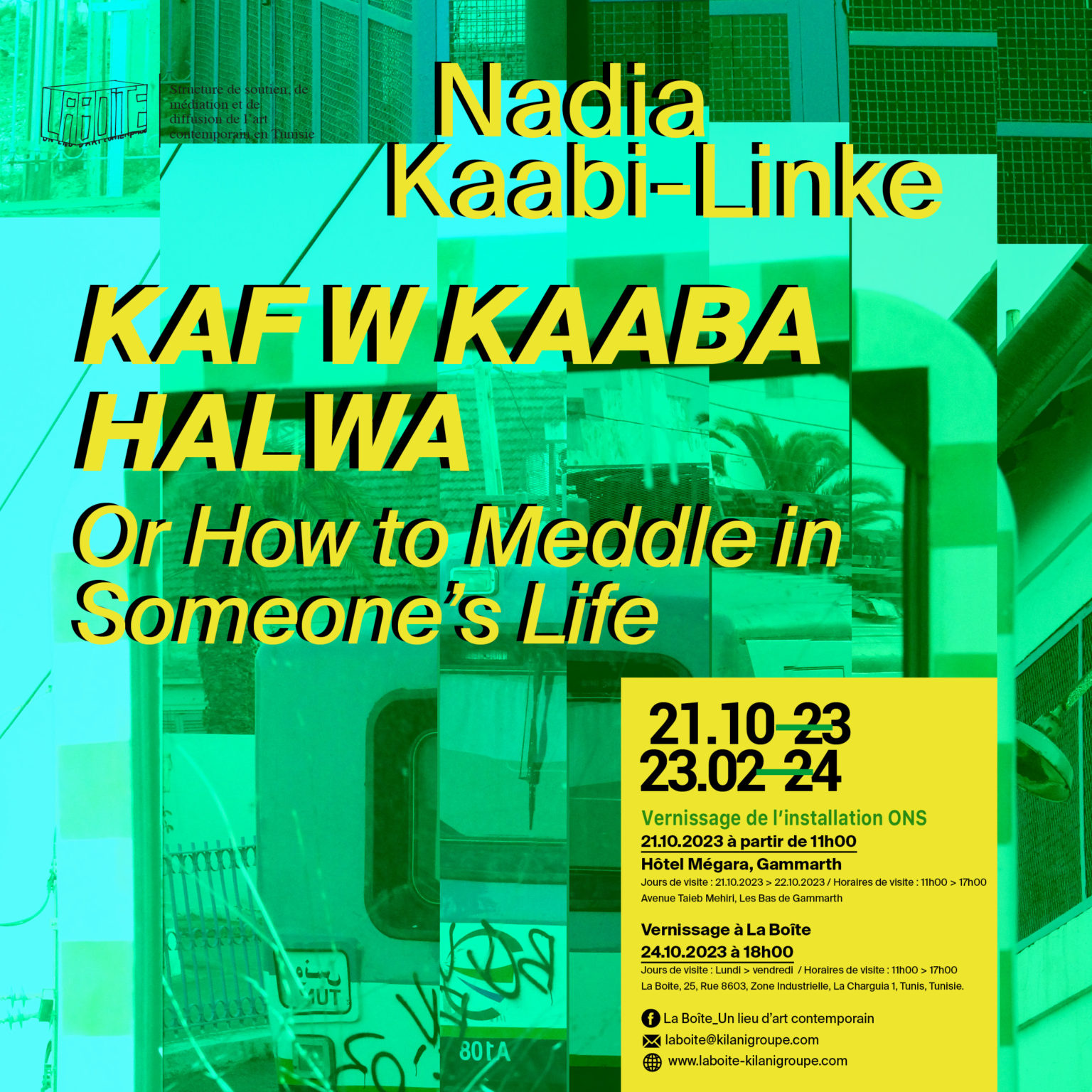 Exposition de Nadia Kaabi-Linke "Kaf w Kaaba Halwa" à La Boîte